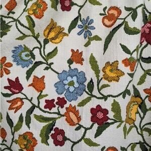 Beautiful Heavy Textured Cotton MAXI WRAP SKIRT Vintage 1970's ~ Jacobean Floral